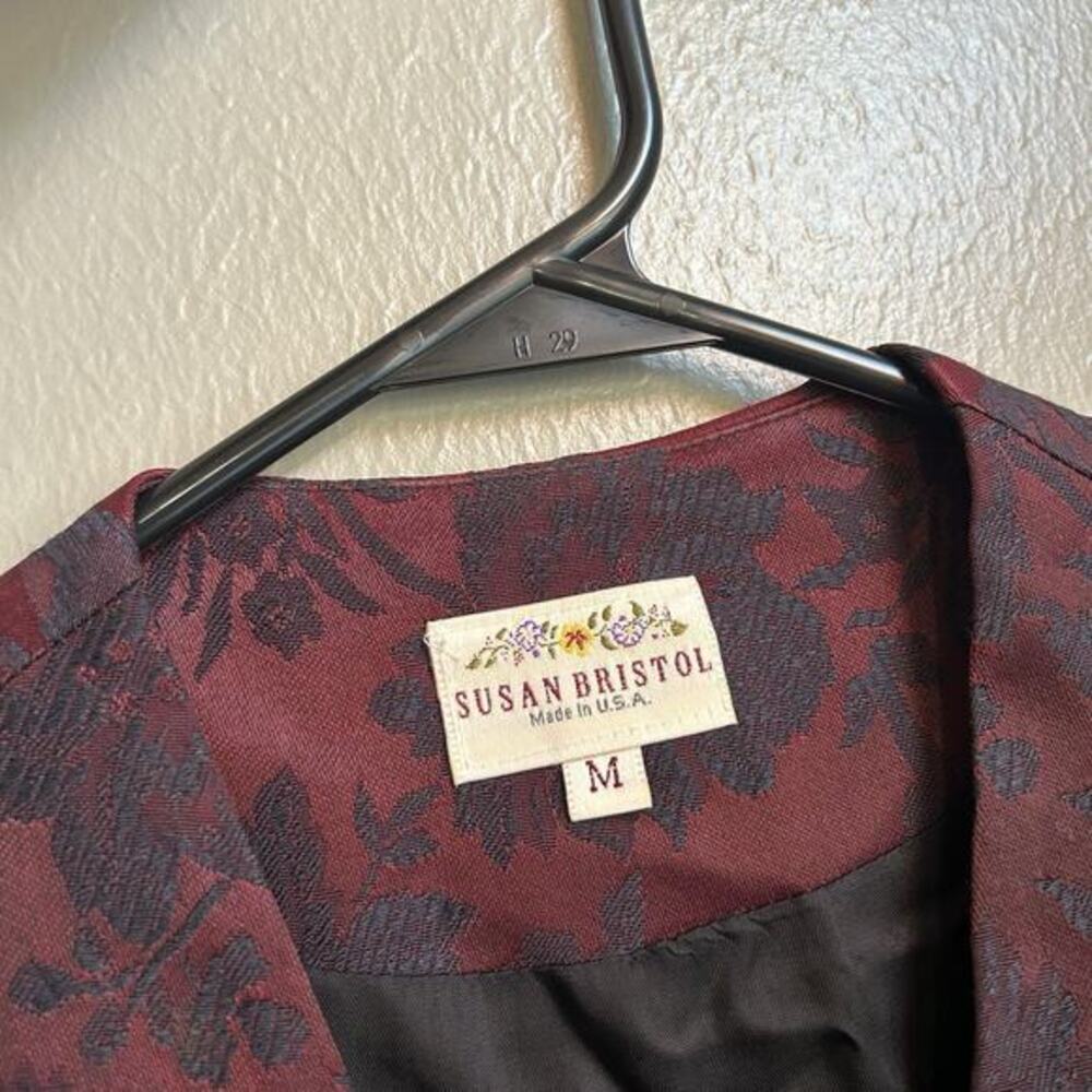 Vintage Susan Bristol Women’s Velvet Floral Jacquard Vest M Whimsigoth Boho - Picture 4 of 10